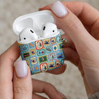 Australia Wildlife Christmas Stamp AirPods Case Blue Aussie Native Animal Seamless Pattern