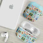 Australia Wildlife Christmas Stamp AirPods Case Blue Aussie Native Animal Seamless Pattern