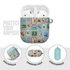 Australia Wildlife Christmas Stamp AirPods Case Blue Aussie Native Animal Seamless Pattern