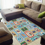 Australia Wildlife Christmas Stamp Area Rug Blue Aussie Native Animal Seamless Pattern