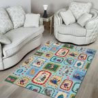 Australia Wildlife Christmas Stamp Area Rug Blue Aussie Native Animal Seamless Pattern
