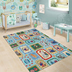 Australia Wildlife Christmas Stamp Area Rug Blue Aussie Native Animal Seamless Pattern