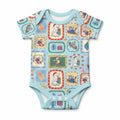 Australia Wildlife Christmas Stamp Baby Onesie Blue Aussie Native Animal Seamless Pattern