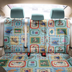 Australia Wildlife Christmas Stamp Back Car Seat Cover Blue Aussie Native Animal Seamless Pattern