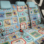 Australia Wildlife Christmas Stamp Back Car Seat Cover Blue Aussie Native Animal Seamless Pattern