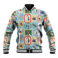 Australia Wildlife Christmas Stamp Baseball Jacket Blue Aussie Native Animal Seamless Pattern