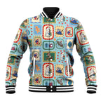 Australia Wildlife Christmas Stamp Baseball Jacket Blue Aussie Native Animal Seamless Pattern