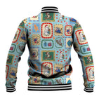 Australia Wildlife Christmas Stamp Baseball Jacket Blue Aussie Native Animal Seamless Pattern