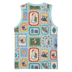 Australia Wildlife Christmas Stamp Basketball Jersey Blue Aussie Native Animal Seamless Pattern