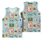 Australia Wildlife Christmas Stamp Basketball Jersey Blue Aussie Native Animal Seamless Pattern