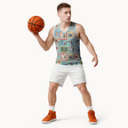 Australia Wildlife Christmas Stamp Basketball Jersey Blue Aussie Native Animal Seamless Pattern
