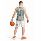 Australia Wildlife Christmas Stamp Basketball Jersey Blue Aussie Native Animal Seamless Pattern