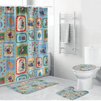 Australia Wildlife Christmas Stamp Bathroom Set Blue Aussie Native Animal Seamless Pattern