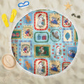 Australia Wildlife Christmas Stamp Beach Blanket Blue Aussie Native Animal Seamless Pattern