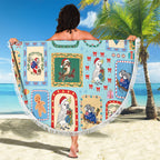 Australia Wildlife Christmas Stamp Beach Blanket Blue Aussie Native Animal Seamless Pattern