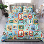 Australia Wildlife Christmas Stamp Bedding Set Blue Aussie Native Animal Seamless Pattern