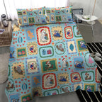 Australia Wildlife Christmas Stamp Bedding Set Blue Aussie Native Animal Seamless Pattern