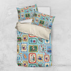 Australia Wildlife Christmas Stamp Bedding Set Blue Aussie Native Animal Seamless Pattern