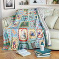 Australia Wildlife Christmas Stamp Blanket Blue Aussie Native Animal Seamless Pattern