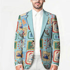 Australia Wildlife Christmas Stamp Blazer Blue Aussie Native Animal Seamless Pattern
