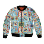 Australia Wildlife Christmas Stamp Bomber Jacket Blue Aussie Native Animal Seamless Pattern