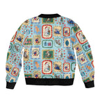 Australia Wildlife Christmas Stamp Bomber Jacket Blue Aussie Native Animal Seamless Pattern