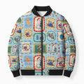 Australia Wildlife Christmas Stamp Bomber Puffer Jacket Blue Aussie Native Animal Seamless Pattern