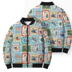 Australia Wildlife Christmas Stamp Bomber Puffer Jacket Blue Aussie Native Animal Seamless Pattern
