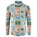 Australia Wildlife Christmas Stamp Button Sweatshirt Blue Aussie Native Animal Seamless Pattern