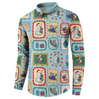 Australia Wildlife Christmas Stamp Button Sweatshirt Blue Aussie Native Animal Seamless Pattern