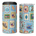 Australia Wildlife Christmas Stamp 4 in 1 Can Cooler Tumbler Blue Aussie Native Animal Seamless Pattern