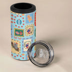 Australia Wildlife Christmas Stamp 4 in 1 Can Cooler Tumbler Blue Aussie Native Animal Seamless Pattern
