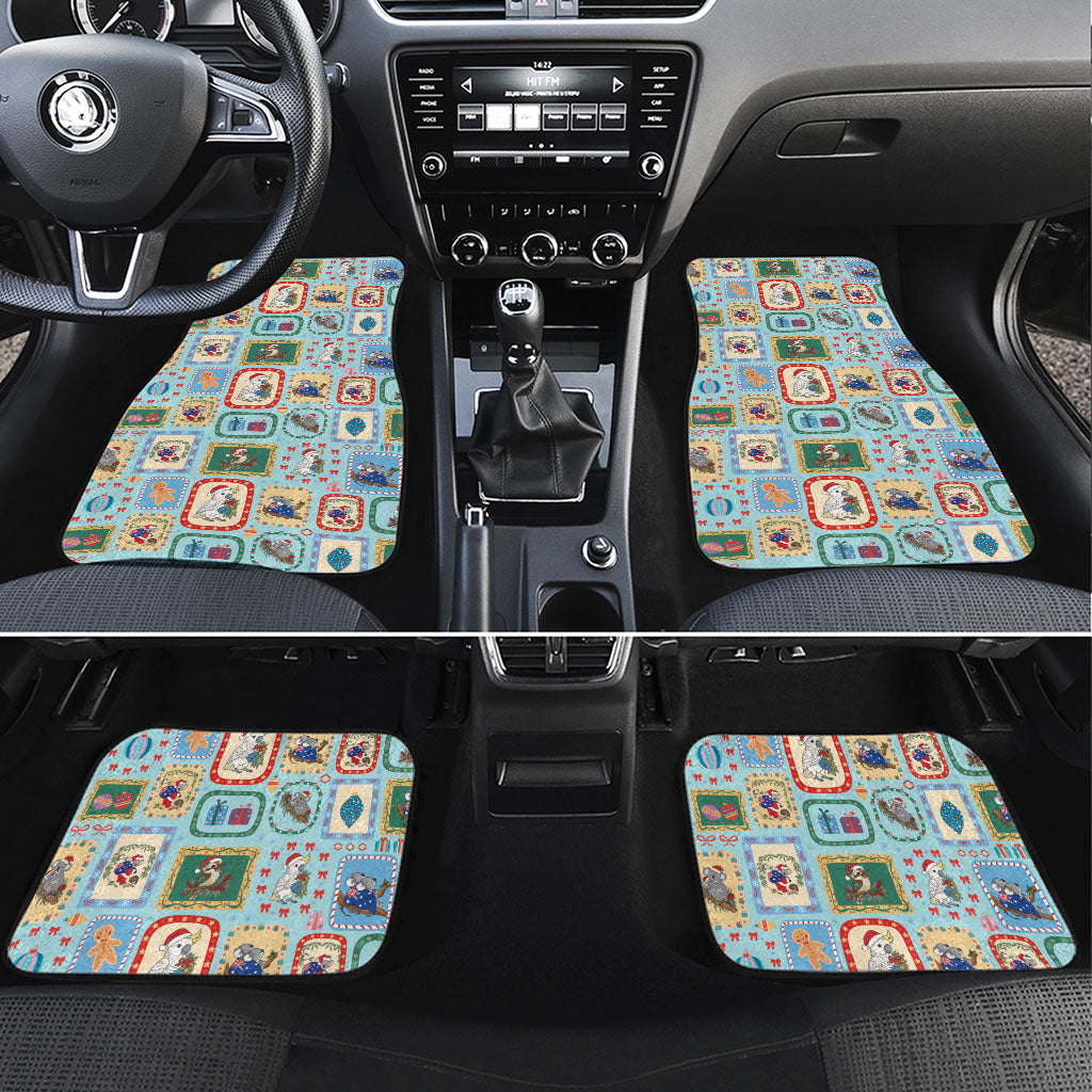 Australia Wildlife Christmas Stamp Car Mats Blue Aussie Native Animal Seamless Pattern