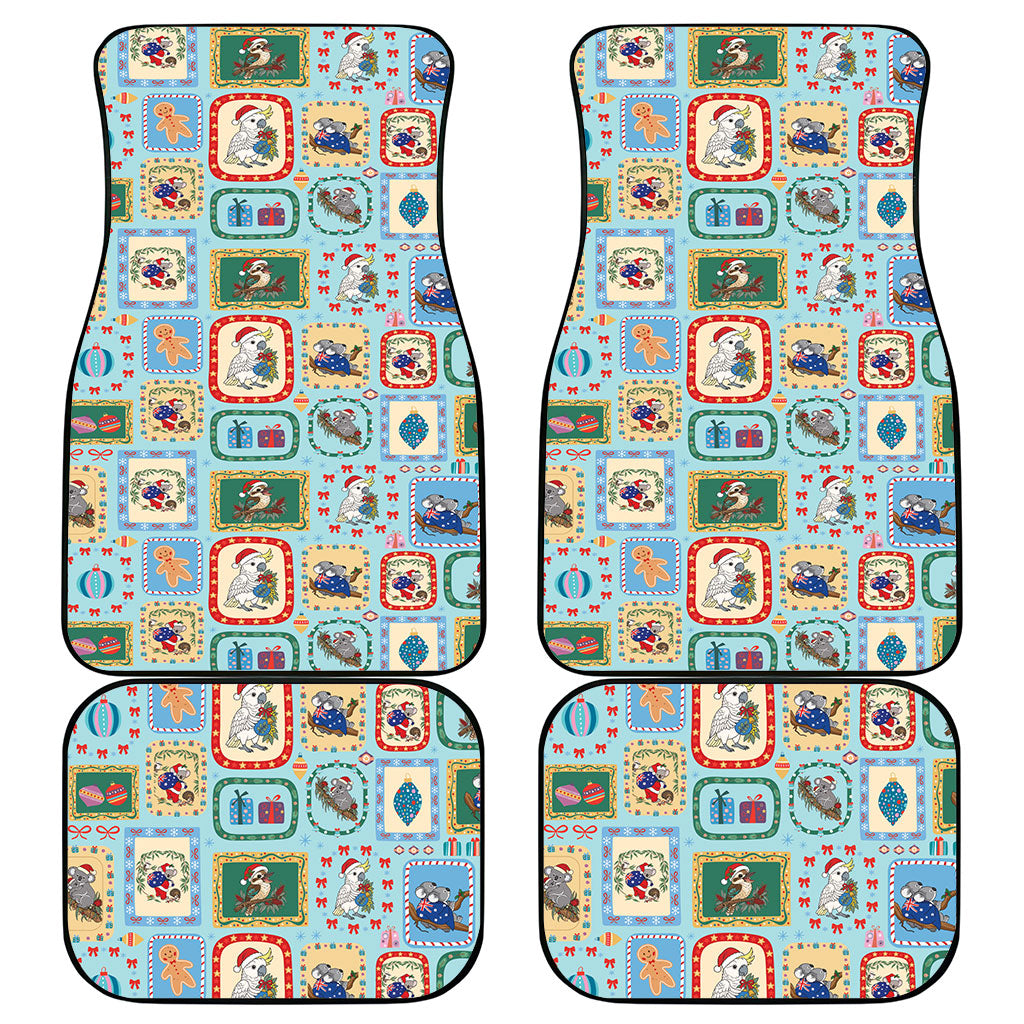 Australia Wildlife Christmas Stamp Car Mats Blue Aussie Native Animal Seamless Pattern