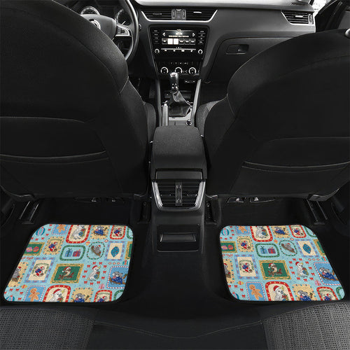 Australia Wildlife Christmas Stamp Car Mats Blue Aussie Native Animal Seamless Pattern