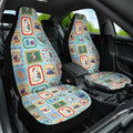 Australia Wildlife Christmas Stamp Car Seat Cover Blue Aussie Native Animal Seamless Pattern