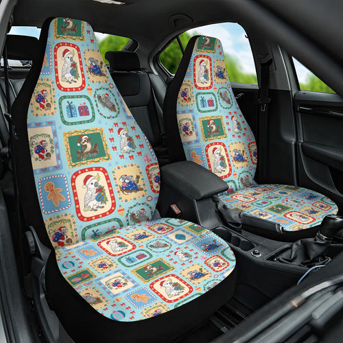 Australia Wildlife Christmas Stamp Car Seat Cover Blue Aussie Native Animal Seamless Pattern