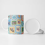 Australia Wildlife Christmas Stamp Ceramic Mug Blue Aussie Native Animal Seamless Pattern