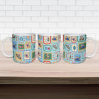 Australia Wildlife Christmas Stamp Ceramic Mug Blue Aussie Native Animal Seamless Pattern