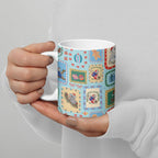 Australia Wildlife Christmas Stamp Ceramic Mug Blue Aussie Native Animal Seamless Pattern