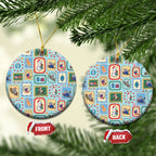 Australia Wildlife Christmas Stamps Ceramic Ornament Blue Aussie Native Animal Seamless Pattern