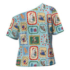 Australia Wildlife Christmas Stamp Cross Shoulder Shirt Blue Aussie Native Animal Seamless Pattern