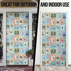 Australia Wildlife Christmas Stamp Door Cover Blue Aussie Native Animal Seamless Pattern