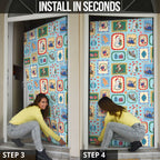Australia Wildlife Christmas Stamp Door Cover Blue Aussie Native Animal Seamless Pattern
