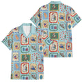 Australia Wildlife Christmas Stamp Family Matching Tank Maxi Dress and Hawaiian Shirt Blue Aussie Native Animal Seamless Pattern