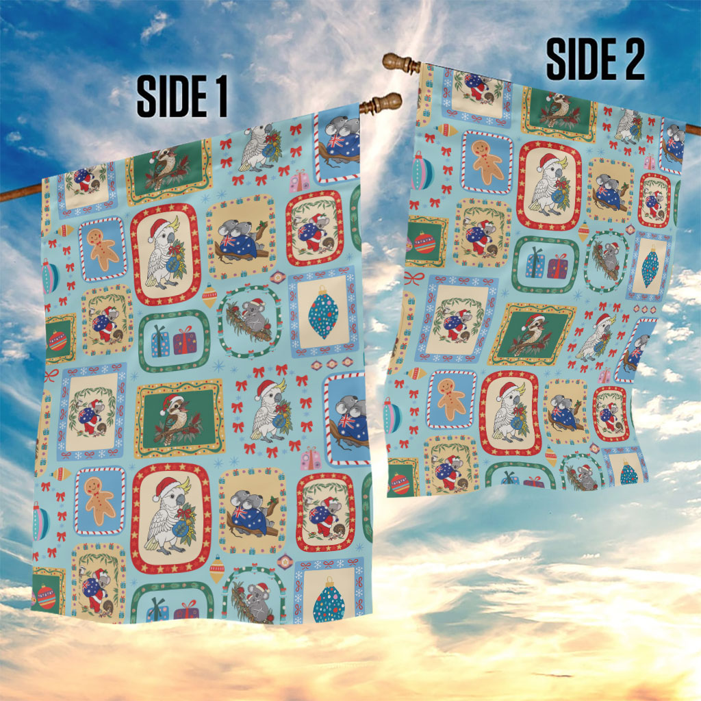 Australia Wildlife Christmas Stamp Garden Flag Blue Aussie Native Animal Seamless Pattern