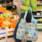 Australia Wildlife Christmas Stamp Grocery Bag Blue Aussie Native Animal Seamless Pattern