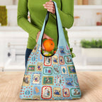 Australia Wildlife Christmas Stamp Grocery Bag Blue Aussie Native Animal Seamless Pattern