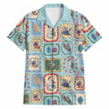 Australia Wildlife Christmas Stamp Hawaiian Shirt Blue Aussie Native Animal Seamless Pattern