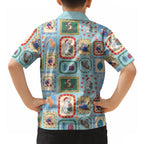 Australia Wildlife Christmas Stamp Hawaiian Shirt Blue Aussie Native Animal Seamless Pattern